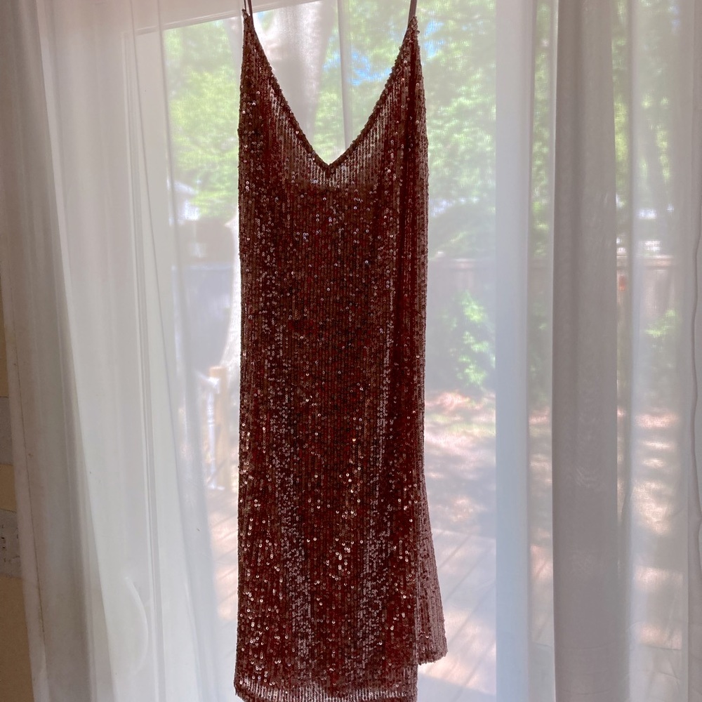 Victoria Secret pink sequin sparkle spaghetti strap dress
